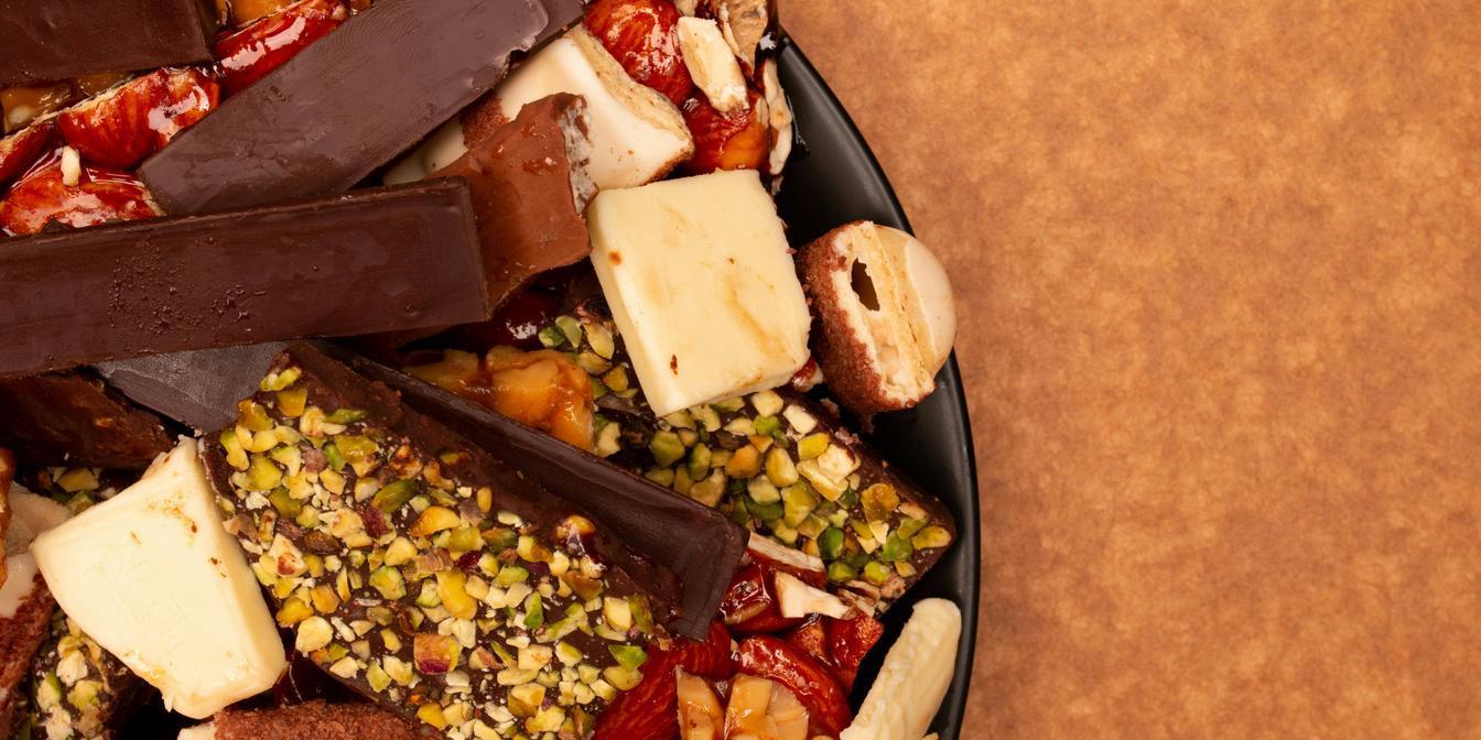 Assortment of Iranian sweets, nuts, dried fruit and sour snacks
