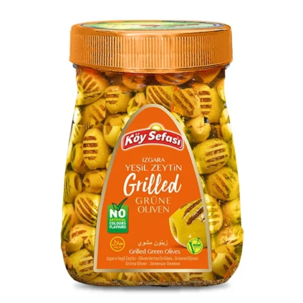 Köy Sefası Grilled Green Olives 400g jar front pack