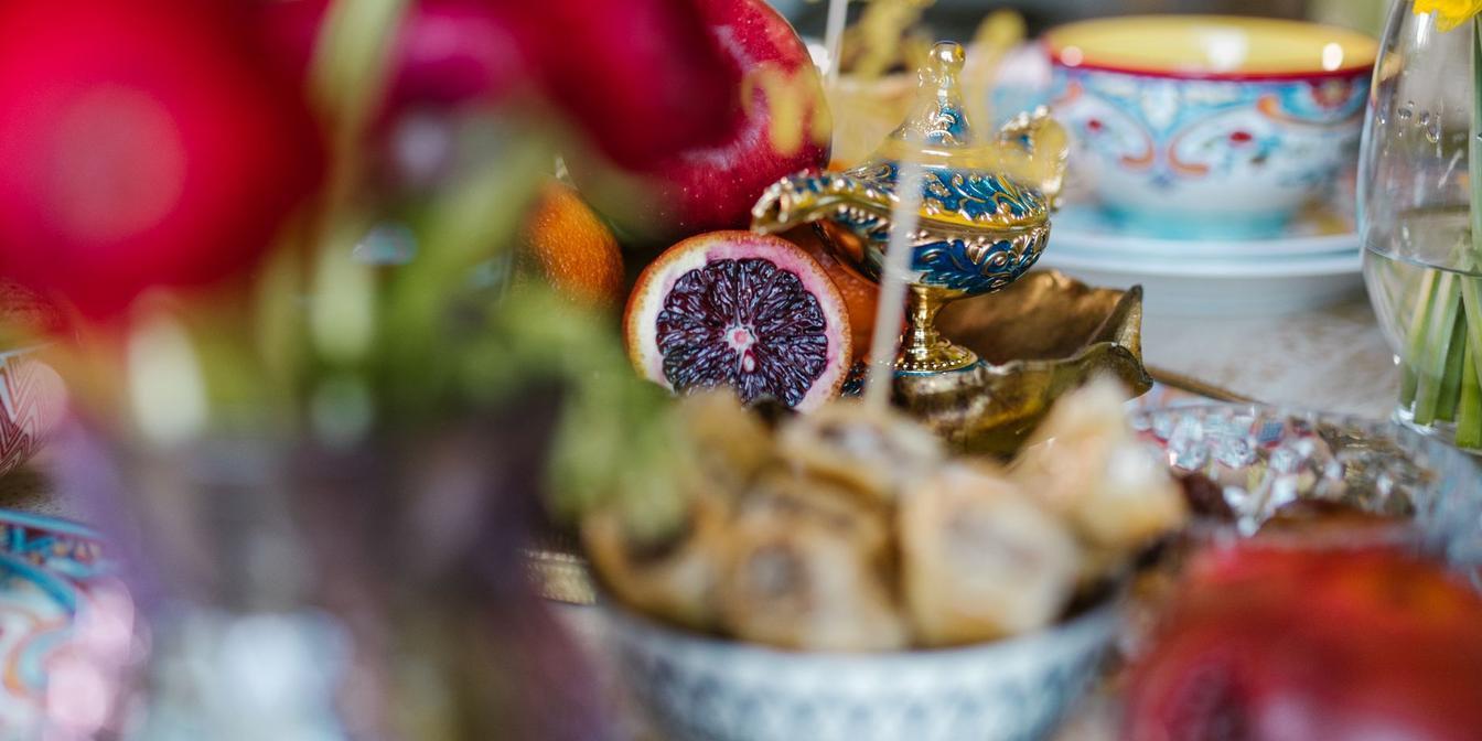 Persian rice topped with golden saffron rice and barberries